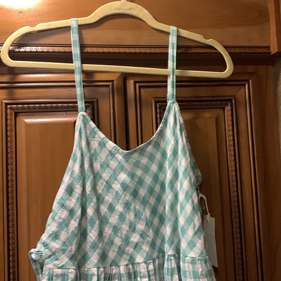 NWOT Nordstrom COTTON GINGHAM JUMPSUIT IN GREEN WASABI Size Small - Picture 4 of 9